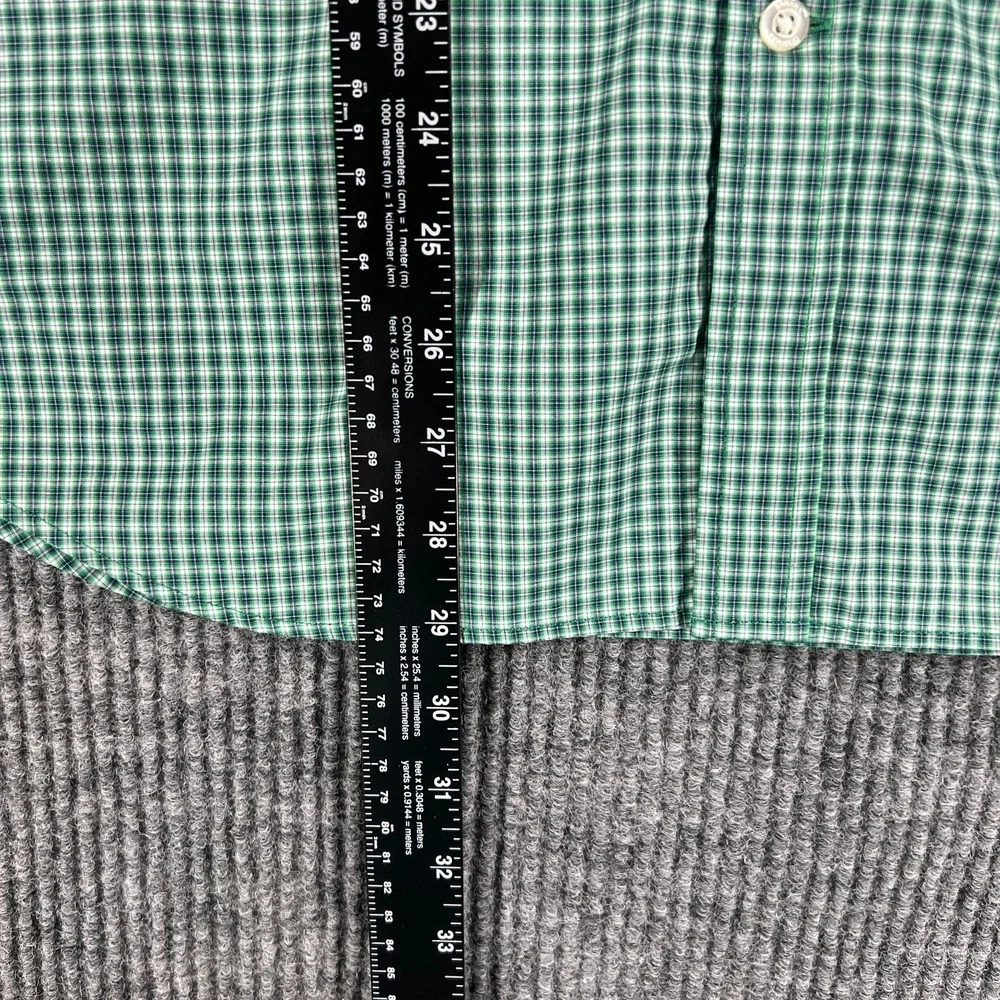 Banana Republic Shirt Mens Medium Green Check Long Sleeve Button Up Slim Flex